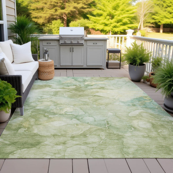 HomeRoots 5' X 8' Artichoke Green Abstract Washable Area Rug for Indoor & Outdoor Spaces, Durable & Stylish 629258