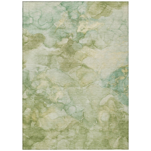 HomeRoots 5' X 8' Artichoke Green Abstract Washable Area Rug for Indoor & Outdoor Spaces, Durable & Stylish 629258