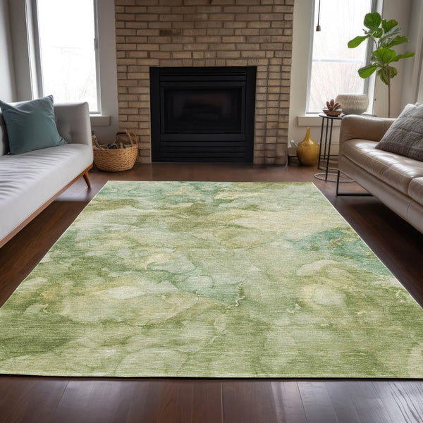 HomeRoots 5' X 8' Artichoke Green Abstract Washable Area Rug for Indoor & Outdoor Spaces, Durable & Stylish 629258
