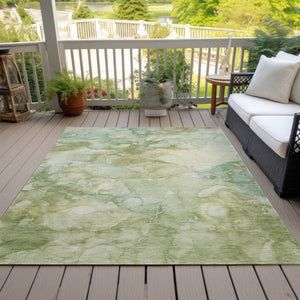 HomeRoots 5' X 8' Artichoke Green Abstract Washable Area Rug for Indoor & Outdoor Spaces, Durable & Stylish 629258