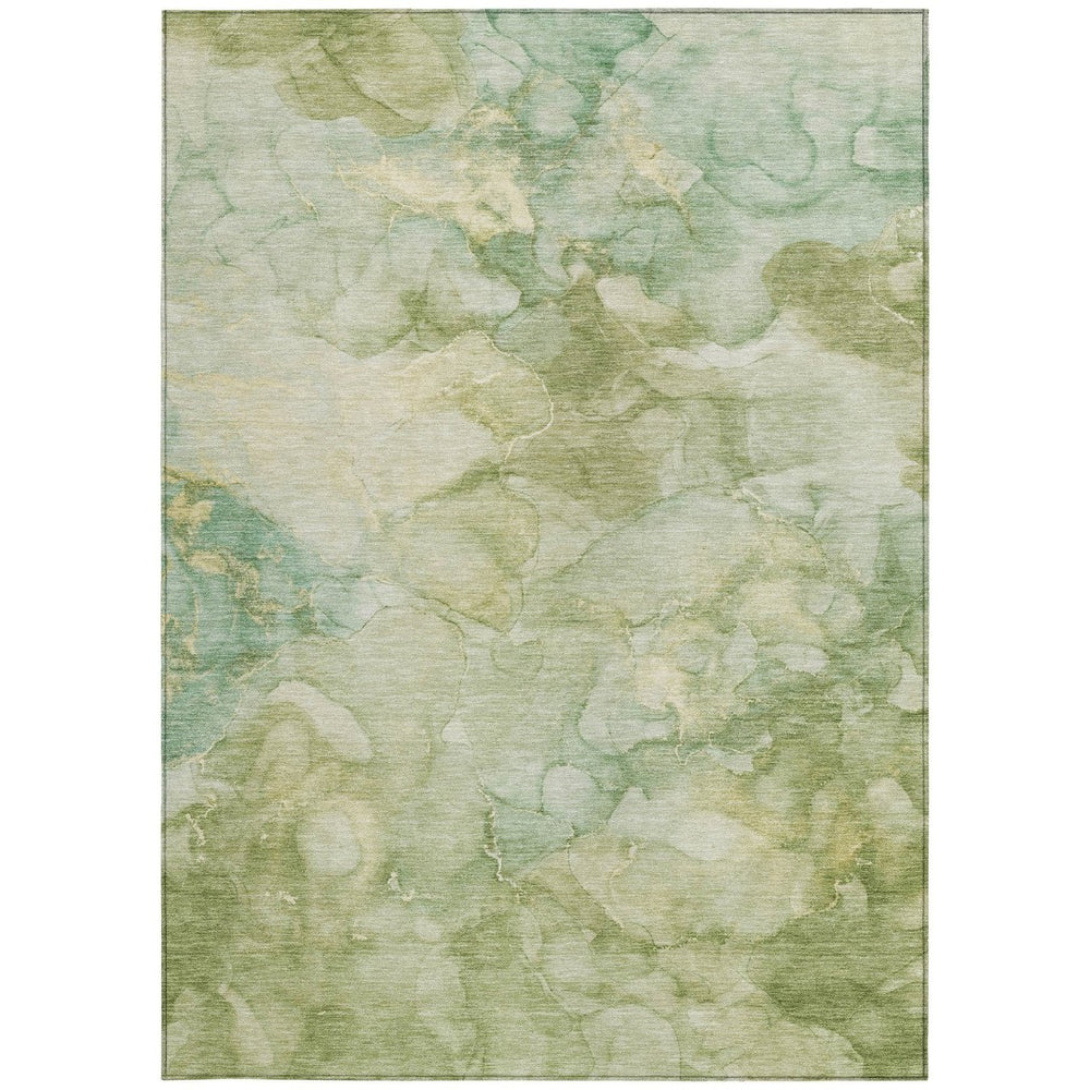 HomeRoots 10' Contemporary Artichoke Green & Beige Abstract Washable Area Rug for Indoor & Outdoor Use 629262