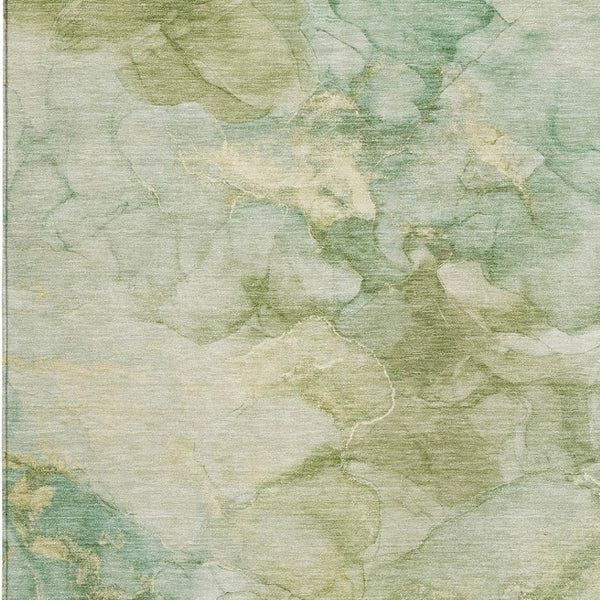 HomeRoots 10' Contemporary Artichoke Green & Beige Abstract Washable Area Rug for Indoor & Outdoor Use 629262