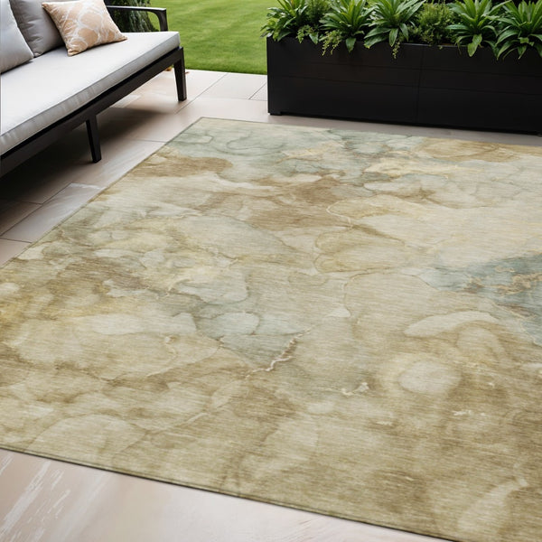 HomeRoots 5' X 8' Beige and Ivory Abstract Area Rug – Washable, Durable, Stylish for Indoor and Outdoor Spaces 629264