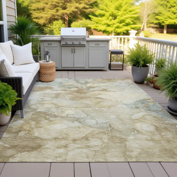HomeRoots 5' X 8' Beige and Ivory Abstract Area Rug – Washable, Durable, Stylish for Indoor and Outdoor Spaces 629264