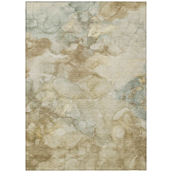 HomeRoots 5' X 8' Beige and Ivory Abstract Area Rug – Washable, Durable, Stylish for Indoor and Outdoor Spaces 629264