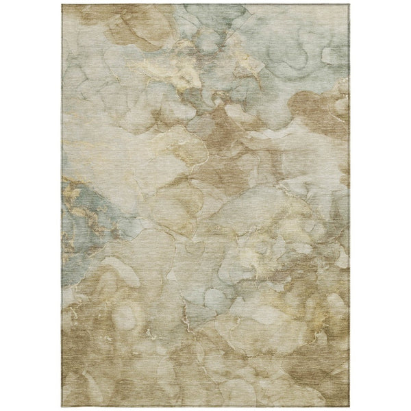 HomeRoots 5' X 8' Beige and Ivory Abstract Area Rug – Washable, Durable, Stylish for Indoor and Outdoor Spaces 629264