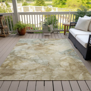 HomeRoots 5' X 8' Beige and Ivory Abstract Area Rug – Washable, Durable, Stylish for Indoor and Outdoor Spaces 629264