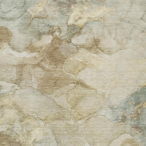 HomeRoots 10' X 14' Beige and Ivory Abstract Washable Area Rug - Durable, Stylish, Indoor/Outdoor Versatility! 629268