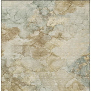 HomeRoots 10' X 14' Beige and Ivory Abstract Washable Area Rug - Durable, Stylish, Indoor/Outdoor Versatility! 629268