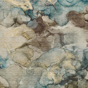 HomeRoots 8' Modern Abstract Brown and Teal Washable Indoor-Outdoor Area Rug for High-Traffic Spaces 629272