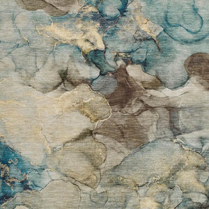 HomeRoots 9' X 12' Abstract Brown and Teal Washable Area Rug - Durable, Stylish for Indoor & Outdoor Spaces! 629273