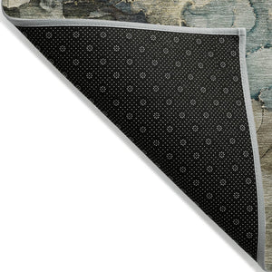 HomeRoots 10' Brown and Teal Blue Abstract Washable Area Rug - Stylish, Durable, Indoor/Outdoor Versatility! 629274