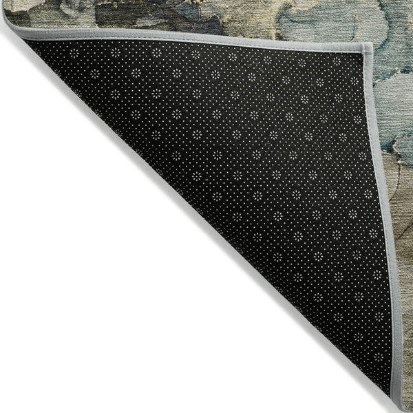 HomeRoots 10' Brown and Teal Blue Abstract Washable Area Rug - Stylish, Durable, Indoor/Outdoor Versatility! 629274