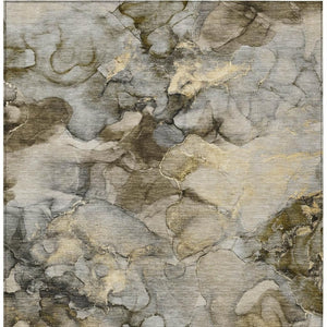 HomeRoots 5' X 8' Pewter and Gold Abstract Area Rug – Durable, Washable, Stylish for Indoor & Outdoor Use 629276