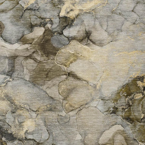 HomeRoots 5' X 8' Pewter and Gold Abstract Area Rug – Durable, Washable, Stylish for Indoor & Outdoor Use 629276