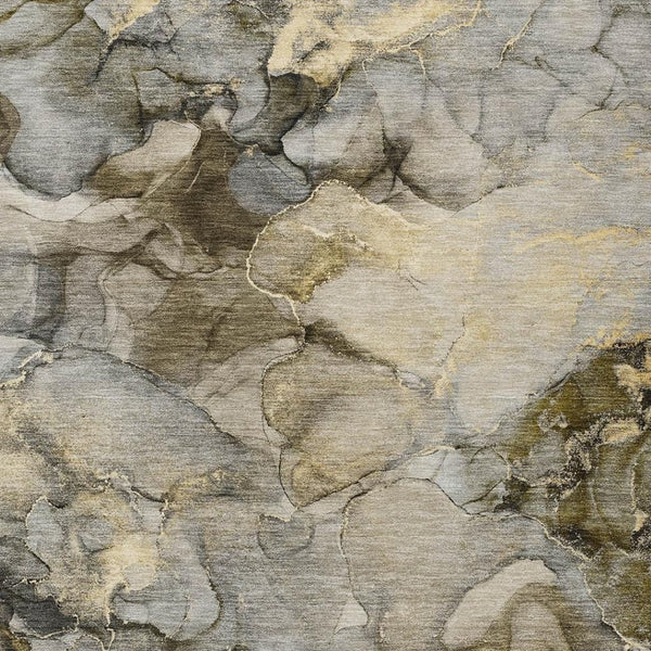 HomeRoots 5' X 8' Pewter and Gold Abstract Area Rug – Durable, Washable, Stylish for Indoor & Outdoor Use 629276