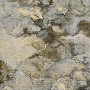 HomeRoots 8' X 10' Stylish Pewter and Gold Abstract Area Rug - Washable, Durable, Indoor/Outdoor Design Choice 629278