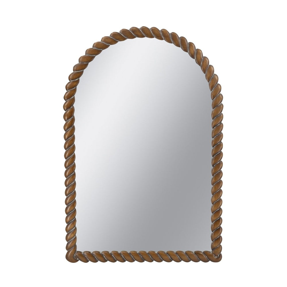 English Elm 24x35.8" Arched Pine Wood Wall Mirror Textured Frame Warm Brown Farmhouse Decor W2078P445372