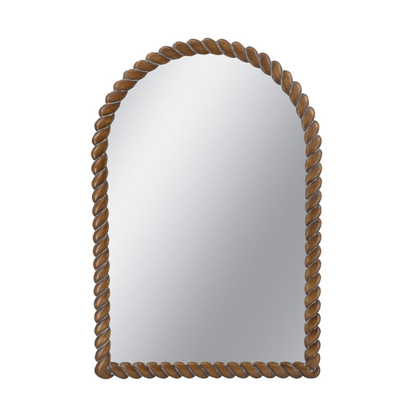 English Elm 24x35.8" Arched Pine Wood Wall Mirror Textured Frame Warm Brown Farmhouse Decor W2078P445372