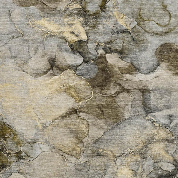 HomeRoots 9' X 12' Stylish Pewter and Gold Abstract Washable Rug – Perfect for Indoor and Outdoor Spaces! 629279
