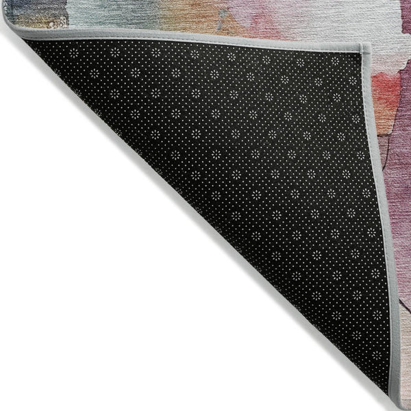 HomeRoots 5' Indoor Outdoor Abstract Area Rug in Blush, Teal Blue & Ivory - Stylish, Durable, & Washable! 629282