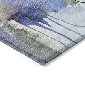 HomeRoots 8' Round Abstract Area Rug in Brown, Purple & Ivory - Stylish, Washable, Indoor/Outdoor Versatility 629289