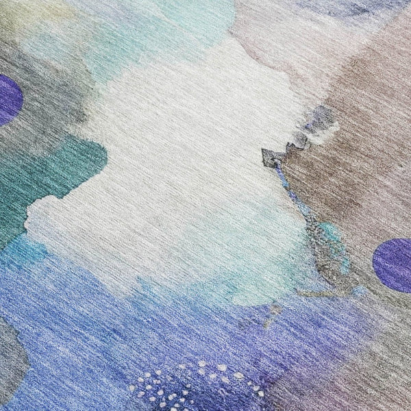HomeRoots 8' X 10' Stylish Brown Purple Ivory Abstract Indoor Outdoor Area Rug - Washable, Stain-Resistant Comfort 629290