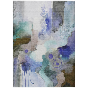 HomeRoots 10' Modern Abstract Washable Rug in Brown, Purple & Ivory - Durable Indoor/Outdoor Style & Comfort 629292