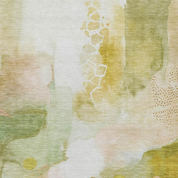 HomeRoots 10' Modern Fern Green and Gold Abstract Washable Area Rug for Indoor and Outdoor Use, 10'x14' 629298