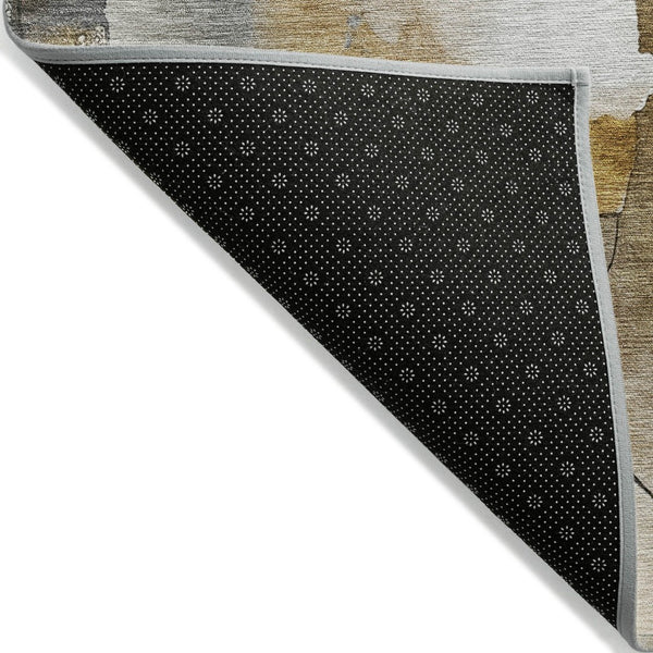 HomeRoots 5' X 8' Stylish Brown Charcoal Ivory Abstract Area Rug - Durable, Washable, Indoor/Outdoor Use! 629300