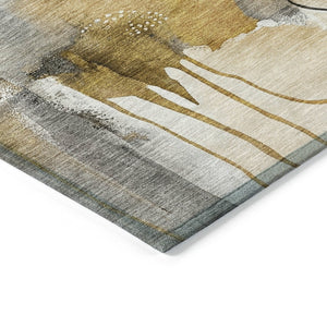 HomeRoots 5' X 8' Stylish Brown Charcoal Ivory Abstract Area Rug - Durable, Washable, Indoor/Outdoor Use! 629300