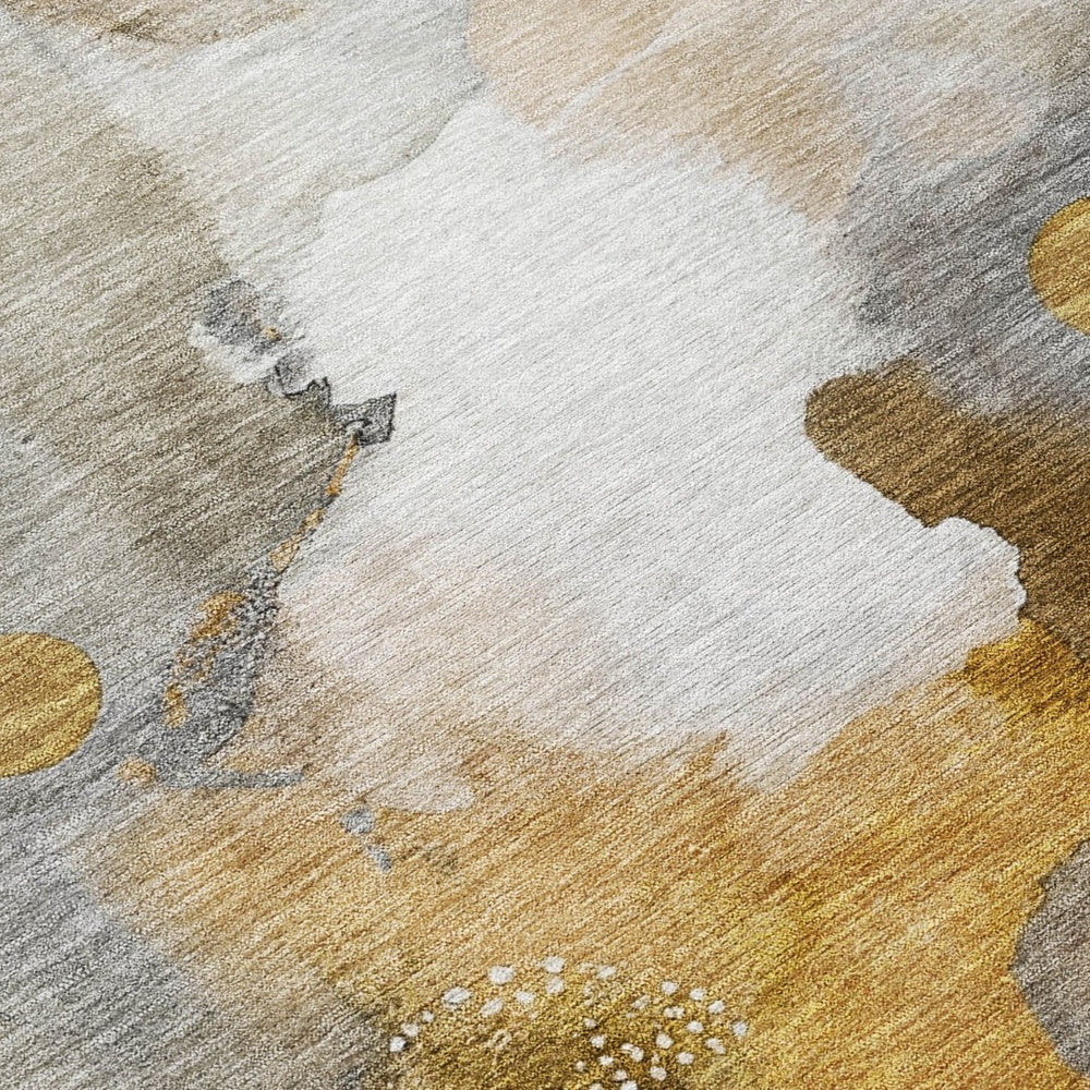 HomeRoots 10' Abstract Washable Area Rug in Brown, Charcoal & Ivory – Perfect for Indoor & Outdoor Spaces! 629304