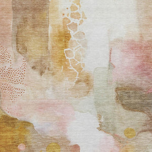 HomeRoots 5' X 8' Abstract Mauve Copper Ivory Area Rug – Stylish, Washable, Indoor/Outdoor, Low-Profile Design 629306