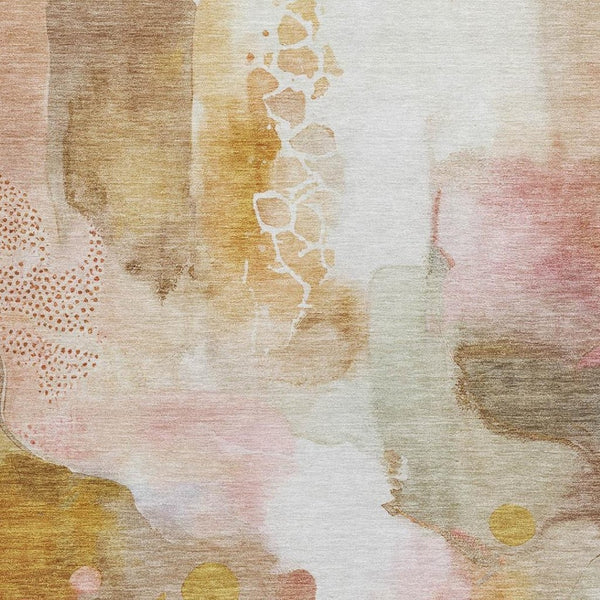 HomeRoots 5' X 8' Abstract Mauve Copper Ivory Area Rug – Stylish, Washable, Indoor/Outdoor, Low-Profile Design 629306