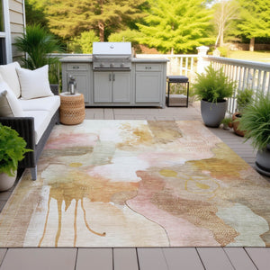 HomeRoots 5' X 8' Abstract Mauve Copper Ivory Area Rug – Stylish, Washable, Indoor/Outdoor, Low-Profile Design 629306