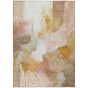 HomeRoots 5' X 8' Abstract Mauve Copper Ivory Area Rug – Stylish, Washable, Indoor/Outdoor, Low-Profile Design 629306