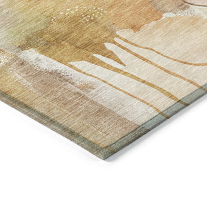 HomeRoots 8' Contemporary Abstract Round Area Rug in Mauve, Copper & Ivory - Washable for Indoor/Outdoor Use 629307