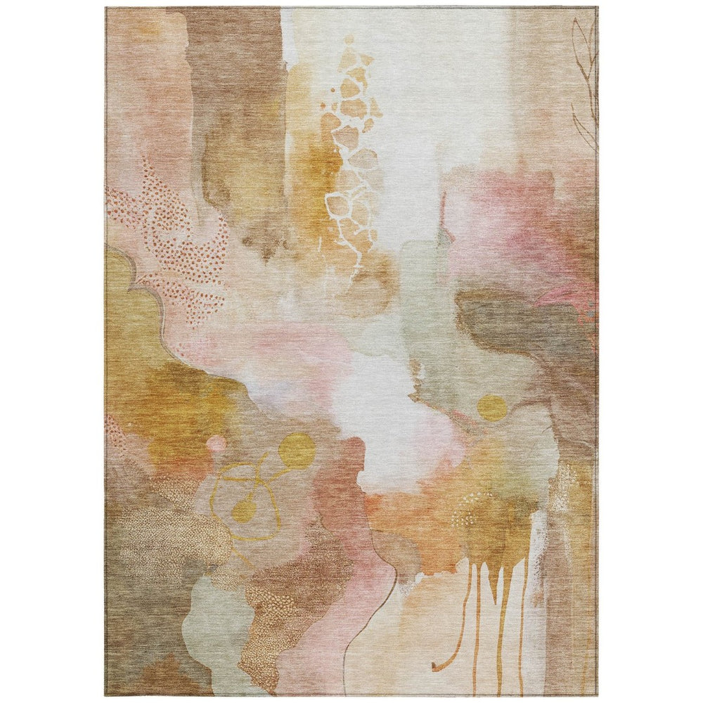 HomeRoots 8' X 10' Stylish Mauve Copper Ivory Abstract Area Rug – Durable, Washable, Perfect for Indoor & Outdoor Use! 629308