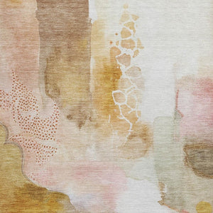 HomeRoots 8' X 10' Stylish Mauve Copper Ivory Abstract Area Rug – Durable, Washable, Perfect for Indoor & Outdoor Use! 629308