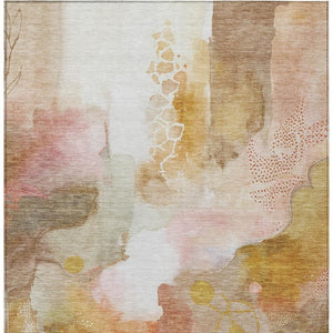 HomeRoots 9' X 12' Stylish Mauve Copper Ivory Abstract Area Rug - Washable, Durable for Indoor & Outdoor Use 629309