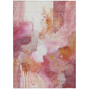 HomeRoots 9' X 12' Vibrant Pink Copper Ivory Abstract Area Rug - Durable, Washable, Indoor/Outdoor Versatility 629315