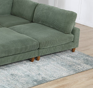 English Elm Contemporary Sage 6-Piece Modular Sectional Set - Stylish Corduroy Couch With Adjustable Headrests B011S01160