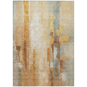 HomeRoots 5' X 8' Copper & Ivory Abstract Area Rug - Stylish, Washable, Durable for Indoor/Outdoor Spaces! 629330