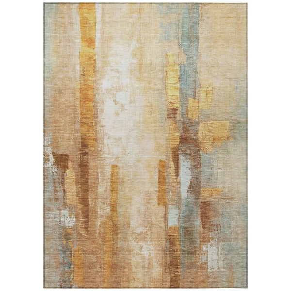 HomeRoots 5' X 8' Copper & Ivory Abstract Area Rug - Stylish, Washable, Durable for Indoor/Outdoor Spaces! 629330