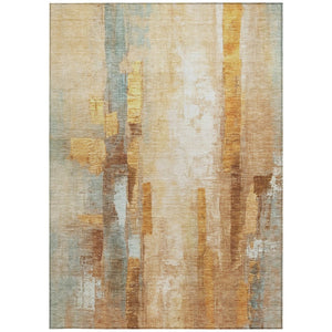 HomeRoots 5' X 8' Copper & Ivory Abstract Area Rug - Stylish, Washable, Durable for Indoor/Outdoor Spaces! 629330