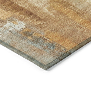 HomeRoots 8' Copper and Ivory Round Abstract Area Rug - Stylish, Washable & Durable for Indoor/Outdoor Use 629331