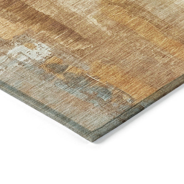 HomeRoots 8' Copper and Ivory Round Abstract Area Rug - Stylish, Washable & Durable for Indoor/Outdoor Use 629331