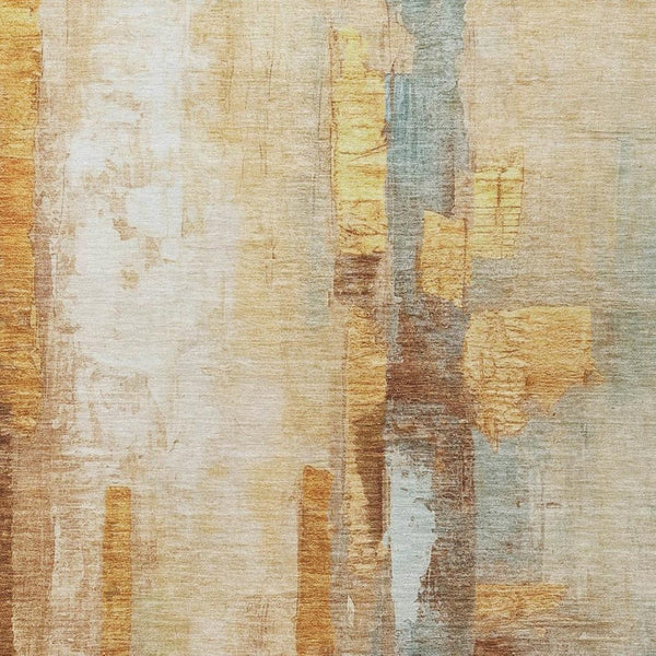 HomeRoots 9' X 12' Copper and Ivory Abstract Area Rug - Stylish, Washable, Stain-Resistant for Indoor/Outdoor Use 629333
