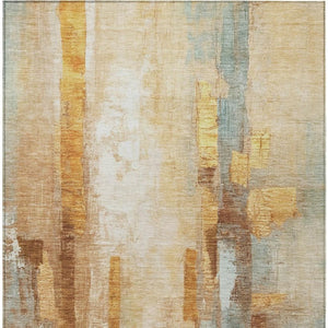 HomeRoots 10' Copper and Ivory Abstract Washable Area Rug - Stylish Indoor/Outdoor Design for All Spaces 629334