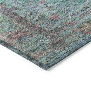HomeRoots 10' Vibrant Aqua and Mauve Medallion Washable Area Rug - Durable Indoor/Outdoor Solution for Any Space 629340